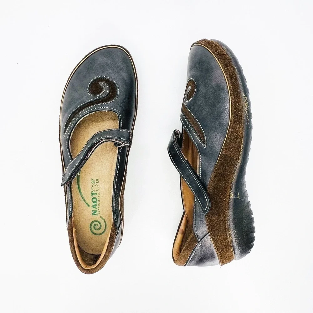 Naot Footwear Matai Mary Jane & Suede Size 37/6-6.5 Brown Leather Comfort Shoes - Picture 11 of 11